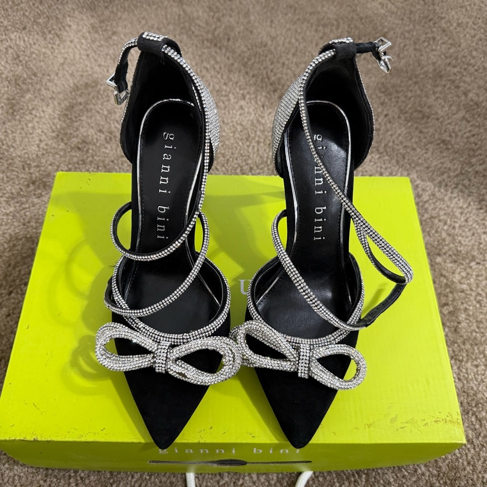 Gianni Bini Black Heels with Silver Accents
